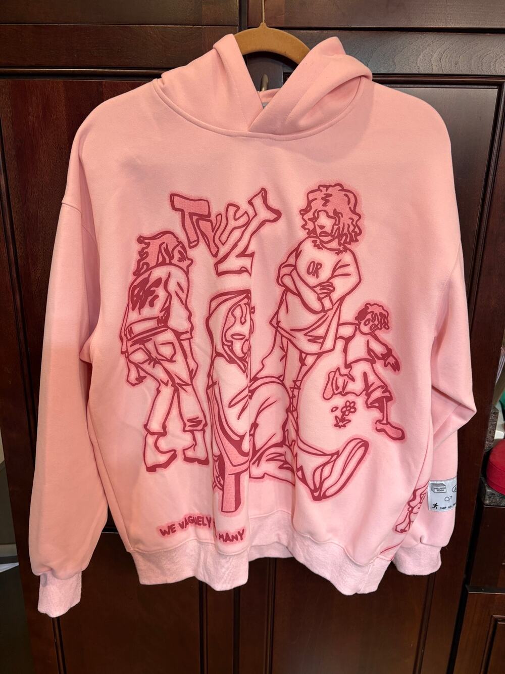 Aelfric Eden Pink We Vaguely Feel Hoodie Size S Graffiti Streetwear